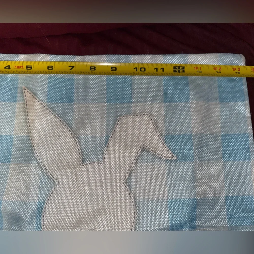 NWOT Blue and White Checkered Bunny Pillow Case